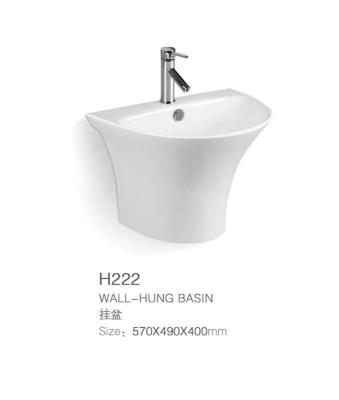 China New Product Modern Bathroom White Ceramic Half Pedestal Wash Basin Wall Hung Basin for sale