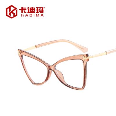 China TR90 LA KADIMA eyewear 5040 new cat-eye triangle flat mirror TR90 personality plain anti-blue light glasses for sale