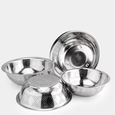 China Factory Direct Sale Modern Fruit Basket Mesh Strainer Colander Wash Basin Stainless Steel Hole Strainer for sale