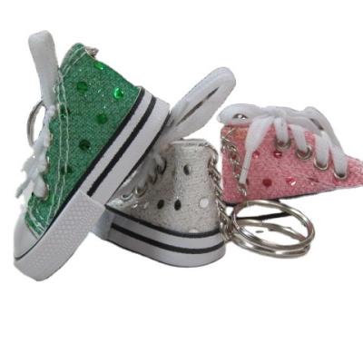 China RTS Metal Sequin Glitter Canvas Shoe Key Chain for sale