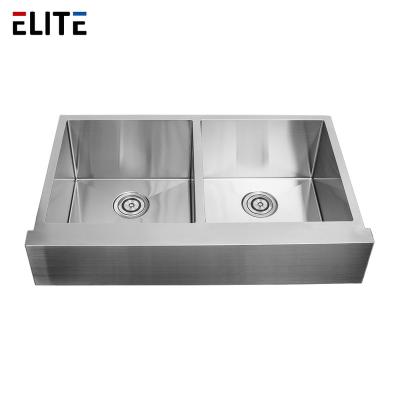 China Free Wholesale Faucet Direct Offer 304 SS Modern Farmhouse Kitchen Stainless Steel Pull Down Double Bowl With Rubber Guards for sale