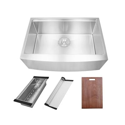 China Without Faucet Wholesale Single Bowl Sink 304 Stainless Steel Farmhouse Home Sink for sale