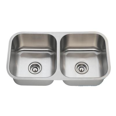 China Without Mount Sink 304 Stainless Steel Kitchen Sink Equal 50/50 Double Bowl Undermount Faucet Double Bowl for sale