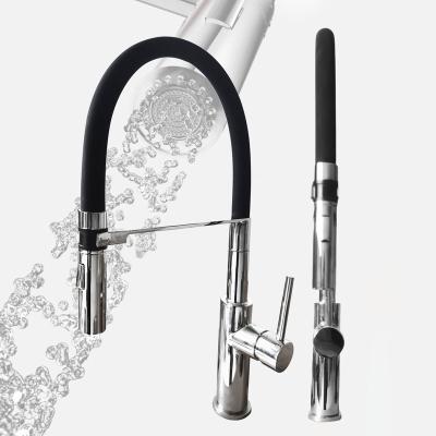 China Pull Out Spray High Quality Matte Black Goose Water Stream Kitchen Faucet Chrome Nickel Steel Ceramic Cartridge Pull Down Modern Faucet for sale