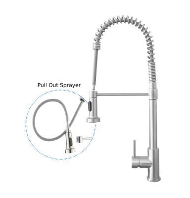 China Pull Out Spray Cartridge Arc Spray Faucet Luxury Stainless Steel Ceramic Deck Mounted Pull Out Commercial Kitchen Faucet for sale