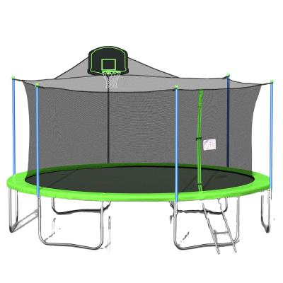 China High strength construction and professional 16 foot outdoor sports large round small and portable park kids fitness adult trampoline with closed zipper door for sale