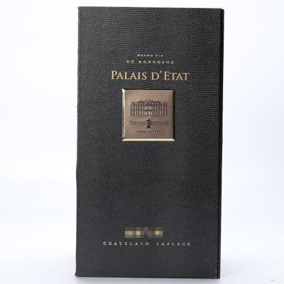 China Recycled Materials Custom Luxury Double Door Cognac Boxes Gift Leatherette Paper Wine Packaging Box for sale