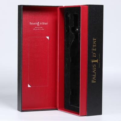 China Recycled Materials Cardboard Liquor Set Custom Luxury Rigid Packaging Boxes Champagne Whiskey Red Wine Bottles Sandpaper Gift Box for sale