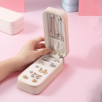 China Handmade PU Leather Earring Jewelery Organizer Case Portable Jewelry Packaging Gift Boxes Travel Jewelry Box For Women Girls for sale