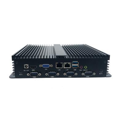 China Aluminum Alloy Powerful Industrial Mini Desktop Computer Fanless PC With Intel i7 CPU 4*LAN 6*COM 1*VGA for sale