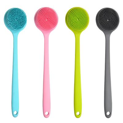 China EXFOLIATE Multifunctional Bath Body Brush Silicone Long Handle Back Sweeps Rub Massage Shower Cleaning Remove Exfoliate Bathroom Tools for sale