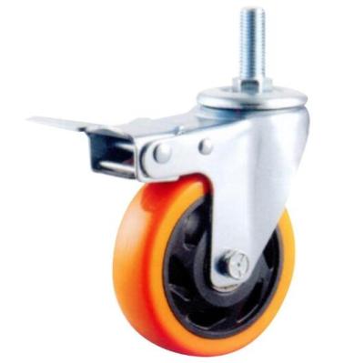 China Other factory direct sales orange polyvinyl chloride industrial swivel type caster wheel with brake 3/4/5IN for sale