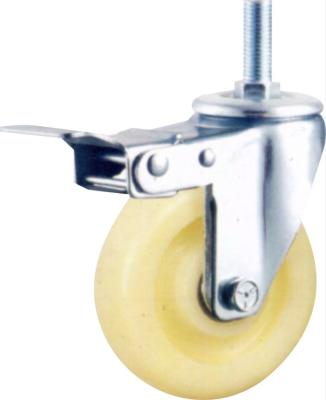 China swivel & 3/4/5Inch Double Ball Bearing Rigid Caster With Brake Swivel Medium Duty Caster White PP Wheel Plastic Casters for sale