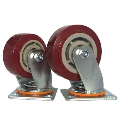 China High Quality PIVOT Heavy Duty Swivel Red PVC Caster Wheels 4 Inch 100mm Load Capacity 200kgs for sale