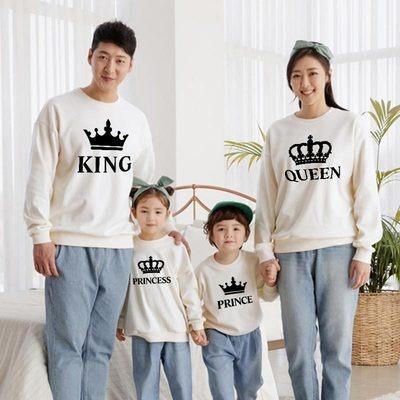 China Matching Family Clothes Mother Daughter Father And Son Long Sleeve Sweatshirt Tops Kids Fashion Sweater Outfit King Queen Prince for sale