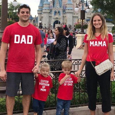 China Viable Look Family Matching CUTER VERSION Short Shirts Summer Loving Parent-Child Outfits Simple Casual Cotton T-shirt Mom DAD MOM for sale