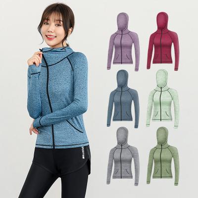 China Breathable Women's Sexy Slimming Fitness Clothes Sports Yoga Running Jackets Quick Dry Zipper Long Sleeve For Women for sale