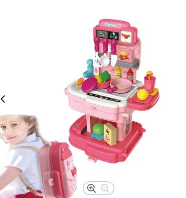 China Kitchen Set Toy Preschool Toy Funny Pretend Toy Kitchen Cooking Set Toy For Kids Toddlers With Backpack Storage Box for sale