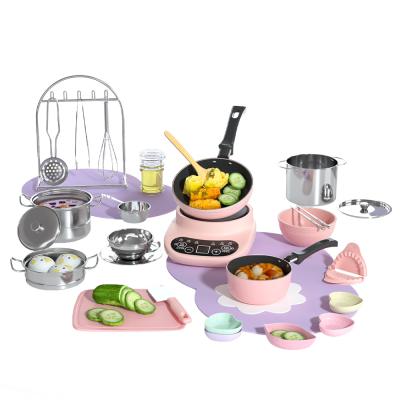 China Pretend Play Toy Set New Design 12 Pieces Mini Real Kitchen Set Kitchen Toys Cookware Cooking Toy Chef Role Play Happy Home Cooking for sale