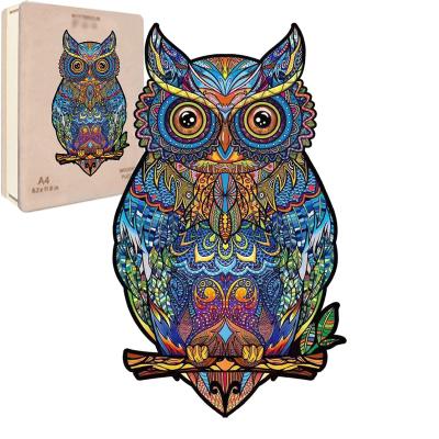 China DIY TOY The Owl Jigsaw Wooden Box A4 3D Animal Wooden Jigsaw Jigsaw Jigsaw Puzzle for sale