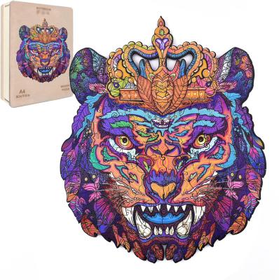 China DIY TOY The Tiger Jigsaw Puzzle Wooden Box A4 3D Animal Wooden Jigsaw Jigsaw Puzzle for sale