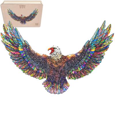 China DIY TOY The Eagle Jigsaw Puzzle Wooden Box A4 3D Animal Wooden Jigsaw Jigsaw Puzzle for sale