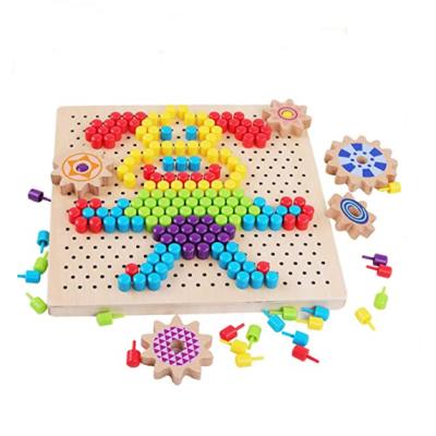 China DIY TOY 257 PCS Mushroom Nails Shape Model Blocks Assorted Game Mosaic Wooden Puzzles For Kids Boys Girls Perfect Christmas Gifts for sale