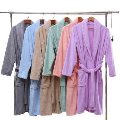 China Viable Custom Logo Quick-Drying Coral Fleece Bathrobe For Men And Women for sale