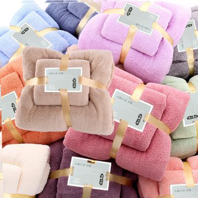 China Free Samples Cheap Antimicrobial Coral Fleece Bathroom Bath Towels Set Microfiber Towel For Towel Gift Set for sale