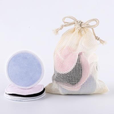 China Self-cleaning bamboo cotton makeup remover pads custom packaging usable makeup remover pads bamboo cotton velor pads with your logo for sale