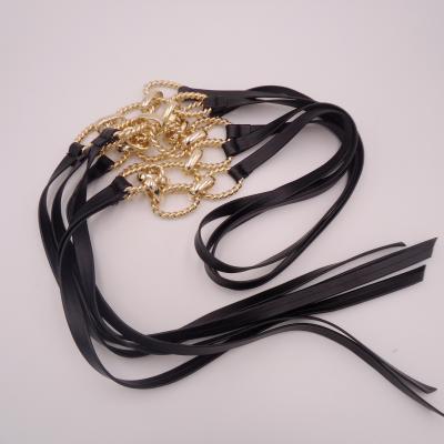 China Clothes Custom Design Metal Gold Ladies Waist Chain Belt With PU for sale