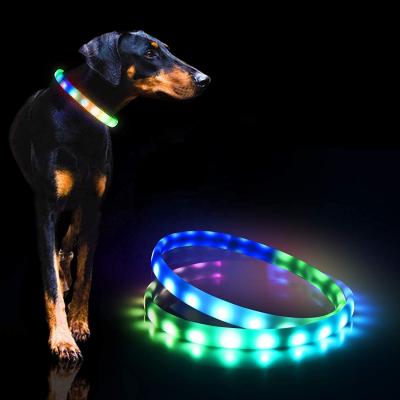 China Customized Night Safety Eco-Friendly Reflective Adjustable Flashing Led Dog Collar Usb Rechargeable for sale