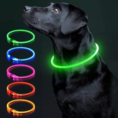 China New Personalized Pet Led Cat Collar Nylon Waterproof Usb Rechargeable Flashing Light Up Led Dog Collar for sale