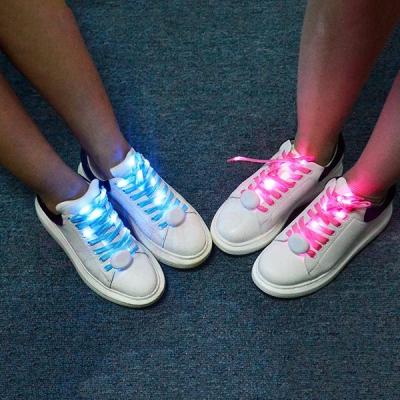 China Round Luminous Led Shoe Laces Led Flat Glow Shoe Laces for sale