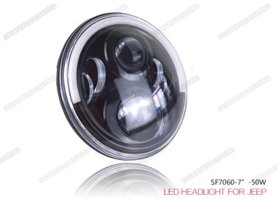 China 7''Jeep LED Headlights Yellow / White Color 4000LM HIGH BEAM With LED Ring for sale