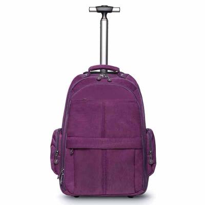 China Waterproof 19 inch Rolling Backpack Trolley Bag Business Laptop Bag Rolled Women Travel Backpack Trolley Bag for sale