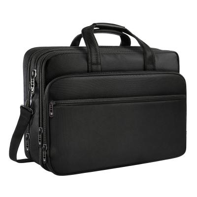 China Custom Logo Men's Business Travel Briefcase Waterproof Laptop Bag 17 Inch PC Computer Case With Shoulder Strap for sale