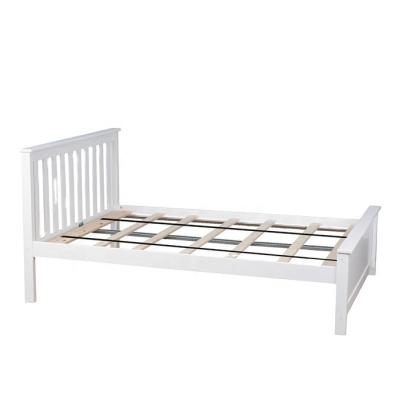 China Nailhead Balance Durable Kids Wooden Bed In White Color Solid Wood Construction Bed Solid Wood Double Bed for sale