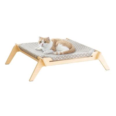 China Sustainable Plywood Cat Hammock Beautiful Design Small Cat Wooden Pet Bed for sale