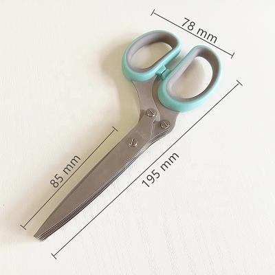 China Daily Use Kitchen Cutting Five Blade Shredder Shears Stainless Steel Multifunctional Kitchen Vegetable Scissors Herb Scissors for sale