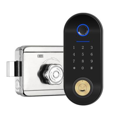 China Low Power/Low Power Prompt Opening Iron Wood Smart Door Lock Card Swipe Password Fingerprint Door Electronic Biometric BT Smart Door Lock for sale