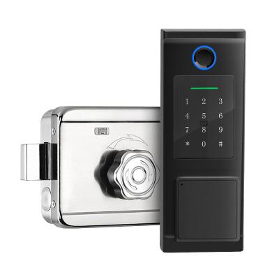 China Low Power/Low Power Prompt Opening Waterproof Digital Smart Code Card Fingerprint Door Lock Electronic Door Smart Rim Lock for sale