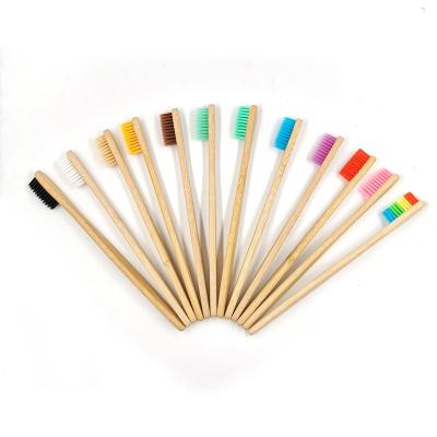 China Hotel 10PCS Colorful Natural Soft Dental Oral Care Charcoal Bristle Soft Teeth Whitening Bamboo Toothbrush Set for sale