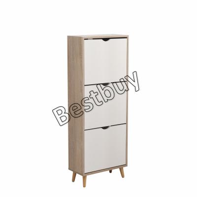 China Modern Modern Shoe Rack Cabinet With 3 Doors Wooden Living Room Furniture for sale