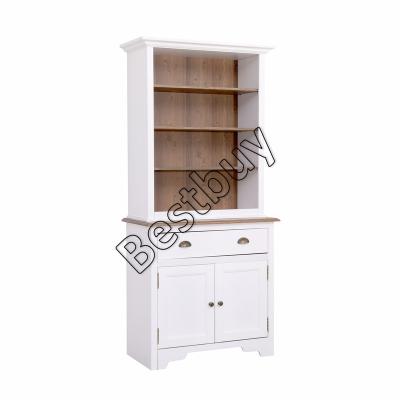 China Expandable Tall Sideboard Cabinet with Living Shelf Pine Wood Storage Cabinet and White Kitchen Room for sale