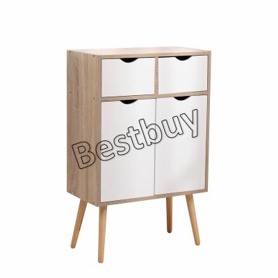 China Large Modern Sideboard Wooden Solid Pine Legs Oak And White Color Living Room Furniture for sale