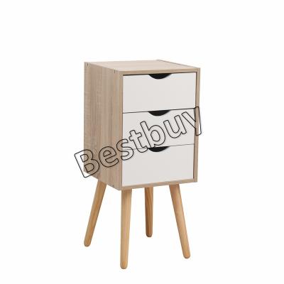 China Modern wood cabinet modern cabinet chest of drawers with 3 drawers living room furniture oak and white color for sale