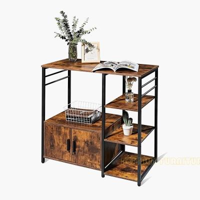 China Microwave Workstation Coffee Table Steel Frame PANEL Kitchen Baker Shelf Storage Shelf Oven Stand Spice Rack Organizer for sale