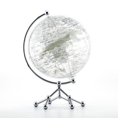 China Crystal Clear Modern Luxury Decorative Desktop Globe DIY Terrestrial Educational Earth Globe with Toy for Kids Geography Fun Study for sale