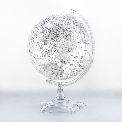 China Crystal Clear Unique White World Map Printing Plastic Earth Globe For Home Decorative Accents for sale